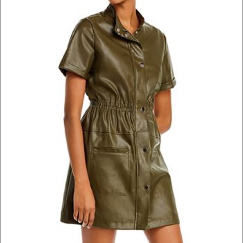 NWT Lucy Paris Army Green Vegan Leather Dress size